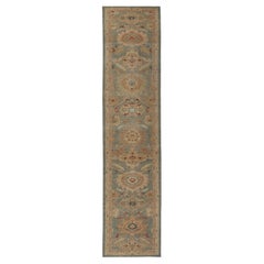 Vintage Turkey Sultanabad Runner Rug - Wool Gray Green Design - 95777