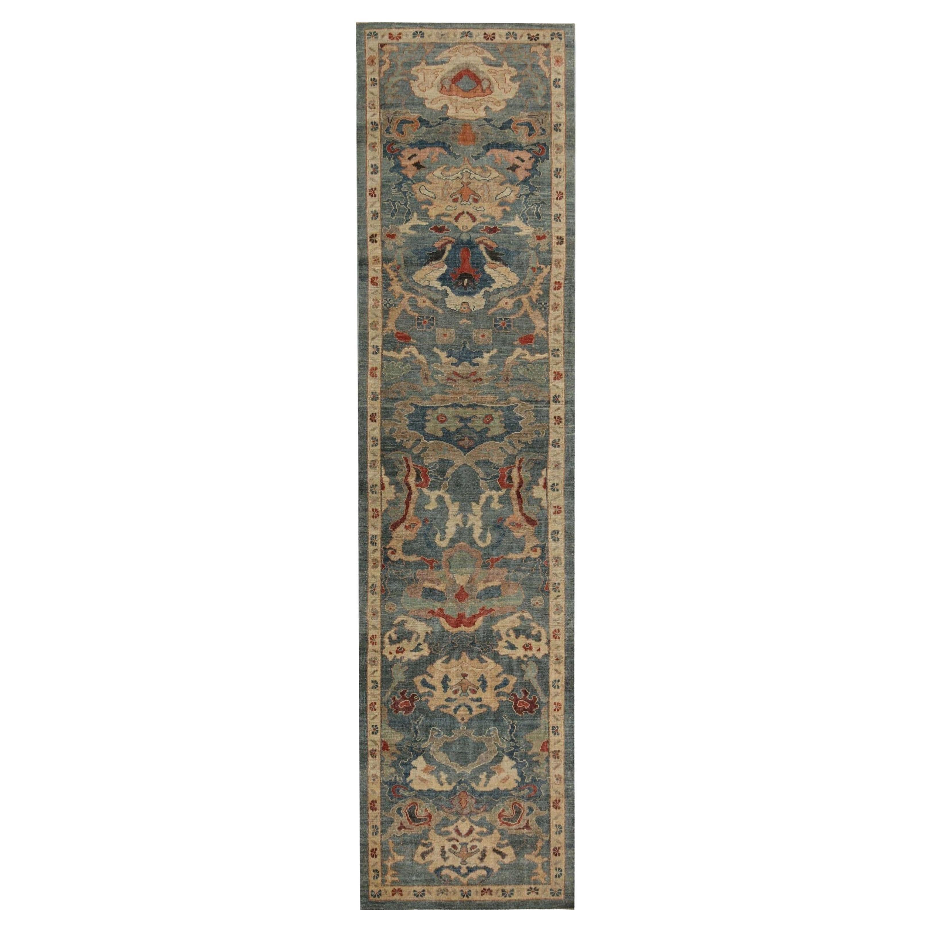 Tapis de couloir Sultanabad en laine gris ivoire - 95780 en vente