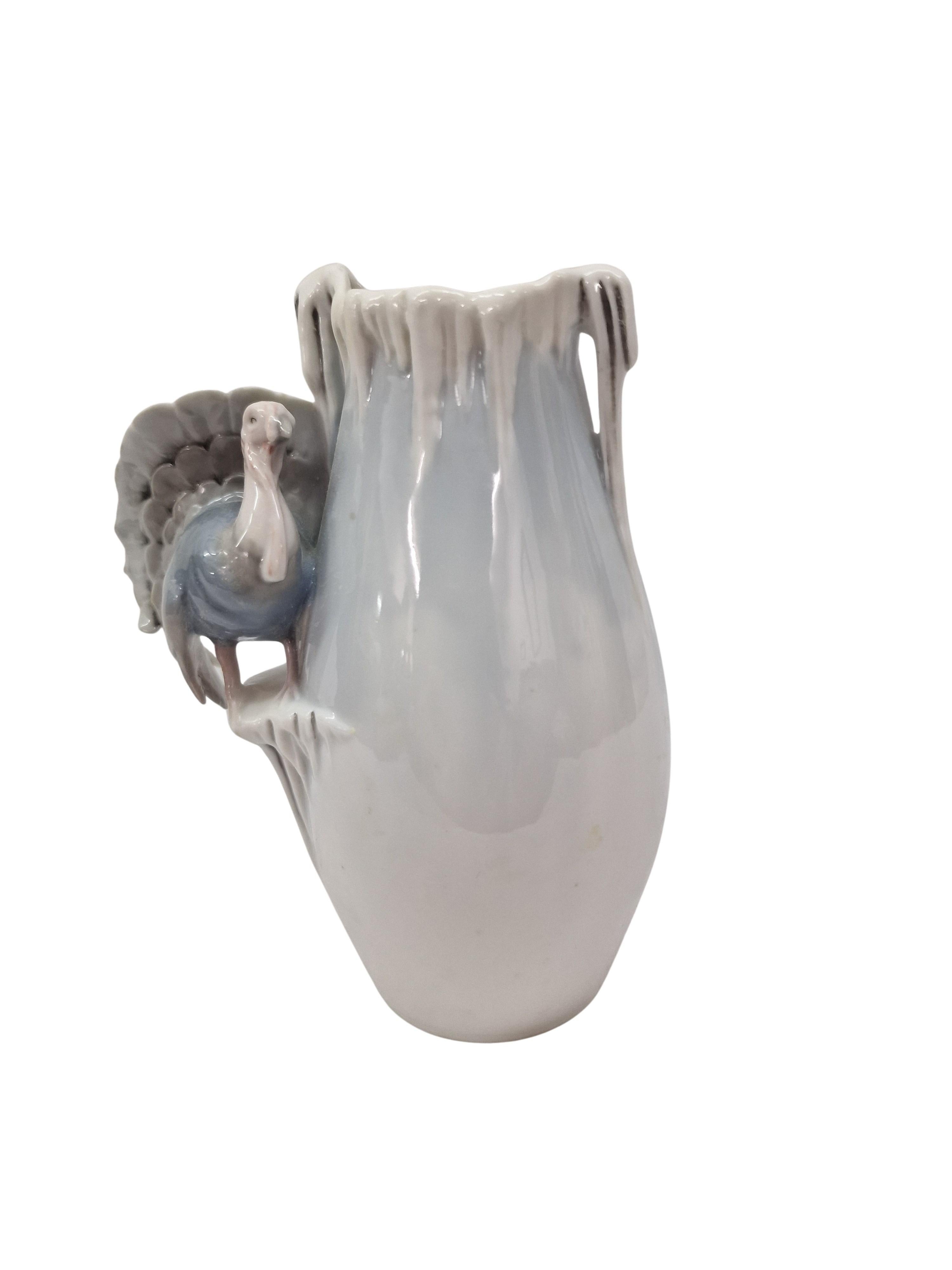 Jugendstil Turkey winter Thanksgiving vase, porcelain, Art Nouveau, 1900, Germany For Sale