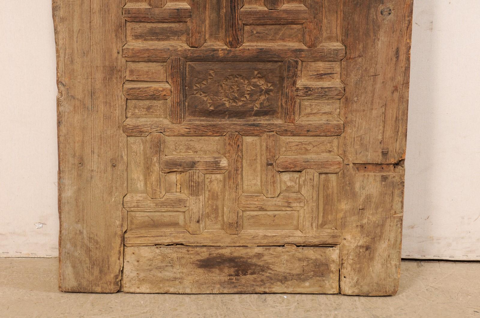 Turkish 6+ Ft Tall Hand-Carved Wooden Door, 19th Century For Sale 1