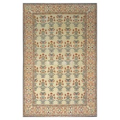Turkish Agra Wool 6x10 Taupe, Red & Grey Handmade Area Rug