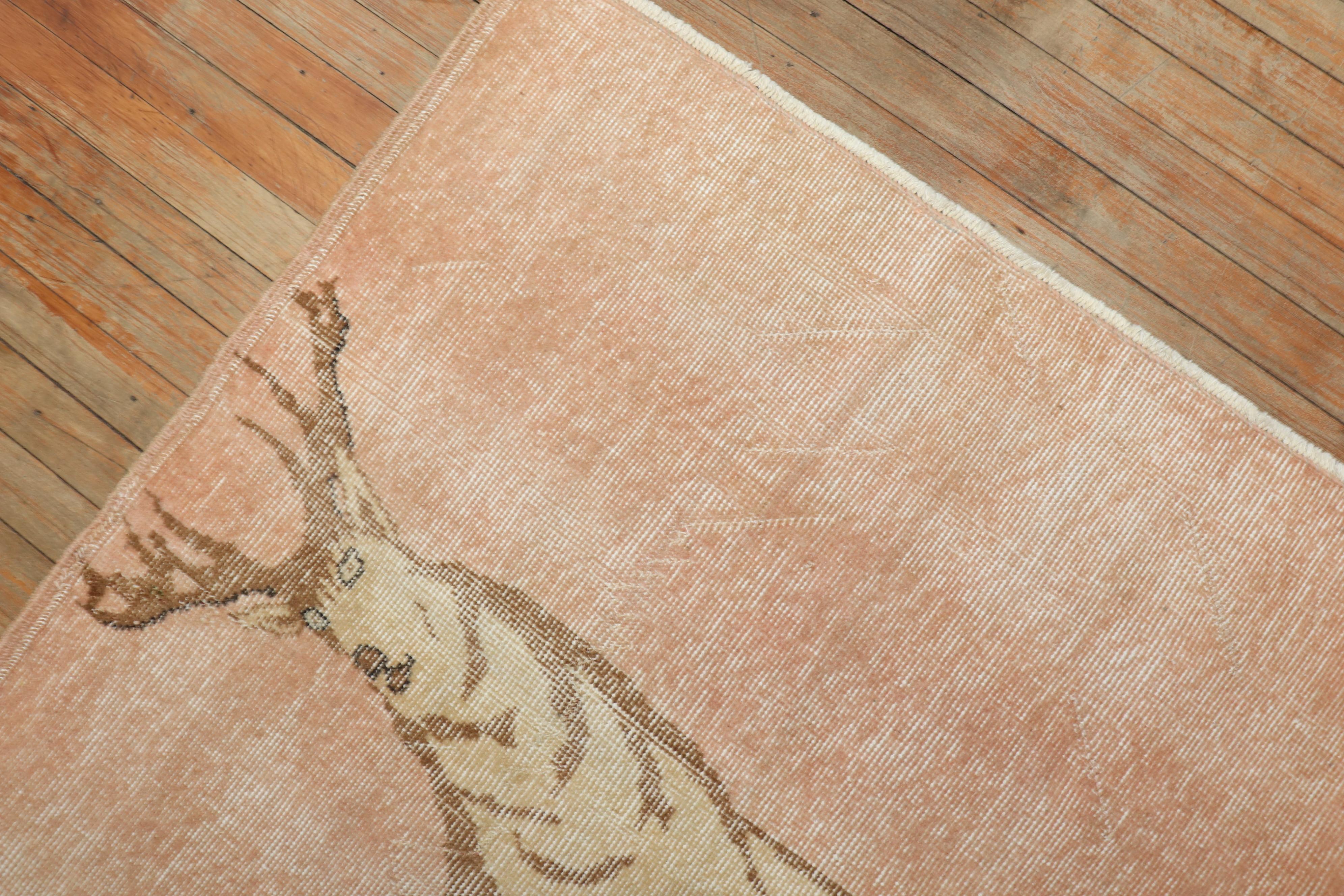 Turkish Anatolian Deer Rug In Good Condition For Sale In New York, NY