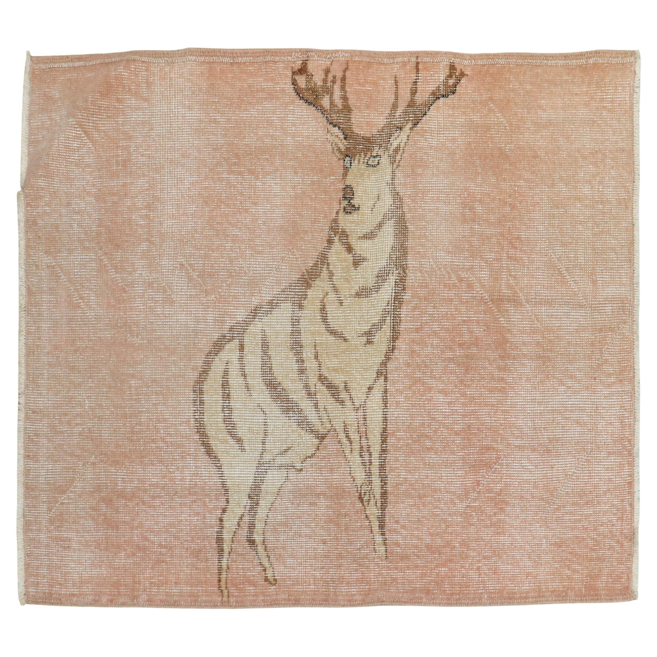 Turkish Anatolian Deer Rug For Sale