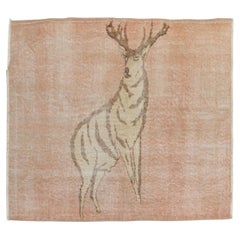 Vintage Turkish Anatolian Deer Rug