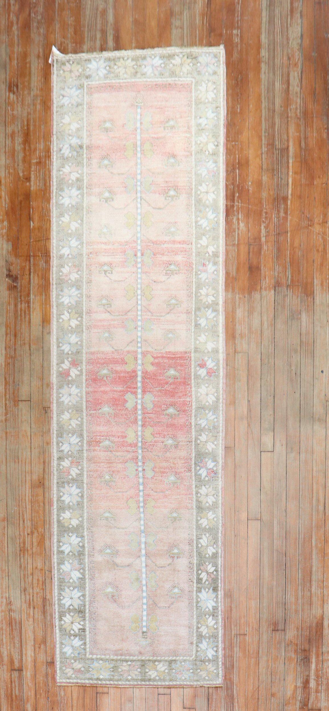 Wool Turkish Anatolian Floral Feminine Runner For Sale