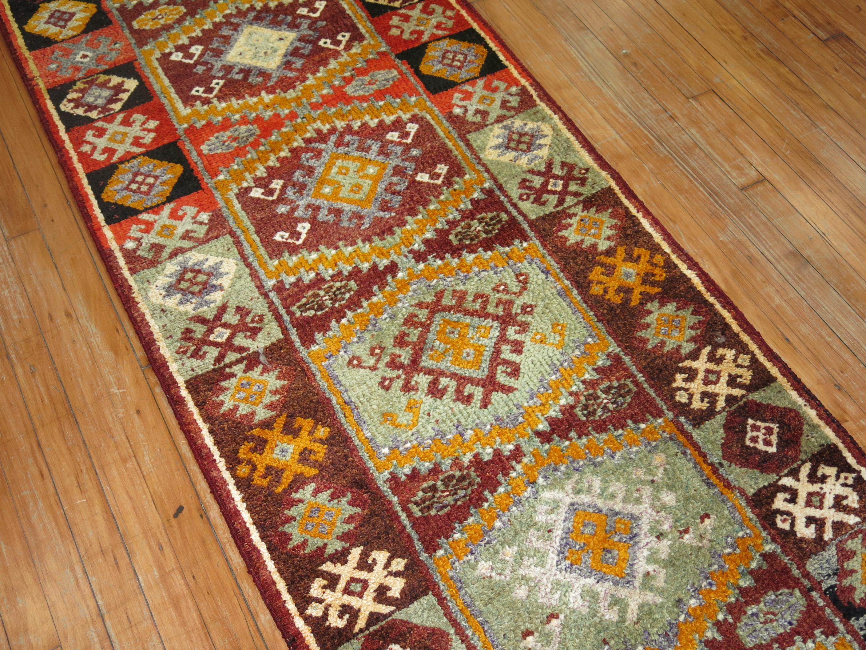 Wool Christmas Color Turkish Anatolian Runner For Sale