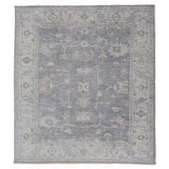 Turkish Angora Oushak Rug in Smoky Gray with Ivory, Taupe,
Soft Blue 8
2 x 9
8