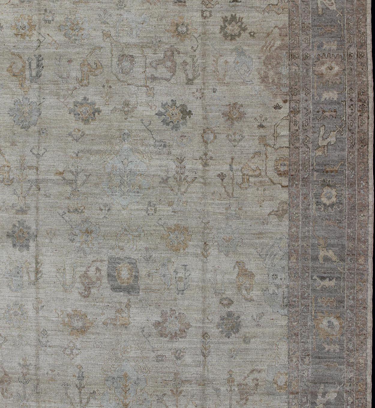 Türkischer Angora-Oushak-Teppich mit floralem All-Over-Vining-Design Keivan Woven Arts  im Angebot 5