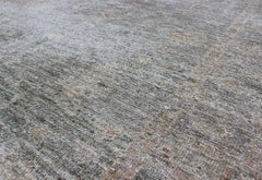 Turkish Angora Oushak Rug with Soft Green Field and Subtle Tan Accents
