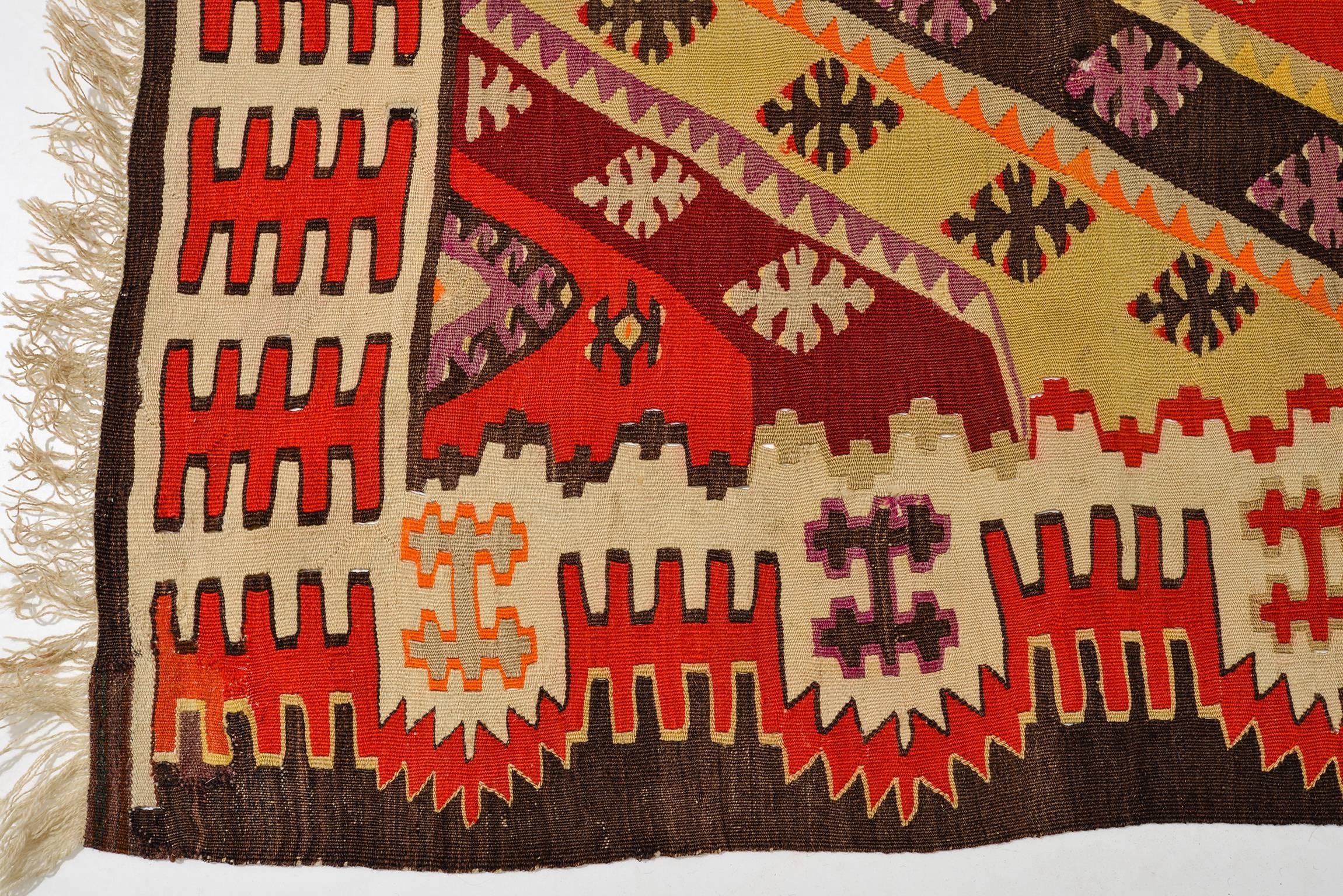 Other  Antique Kilim SIVAS Flatwave from Private Collection for Wall or Table For Sale