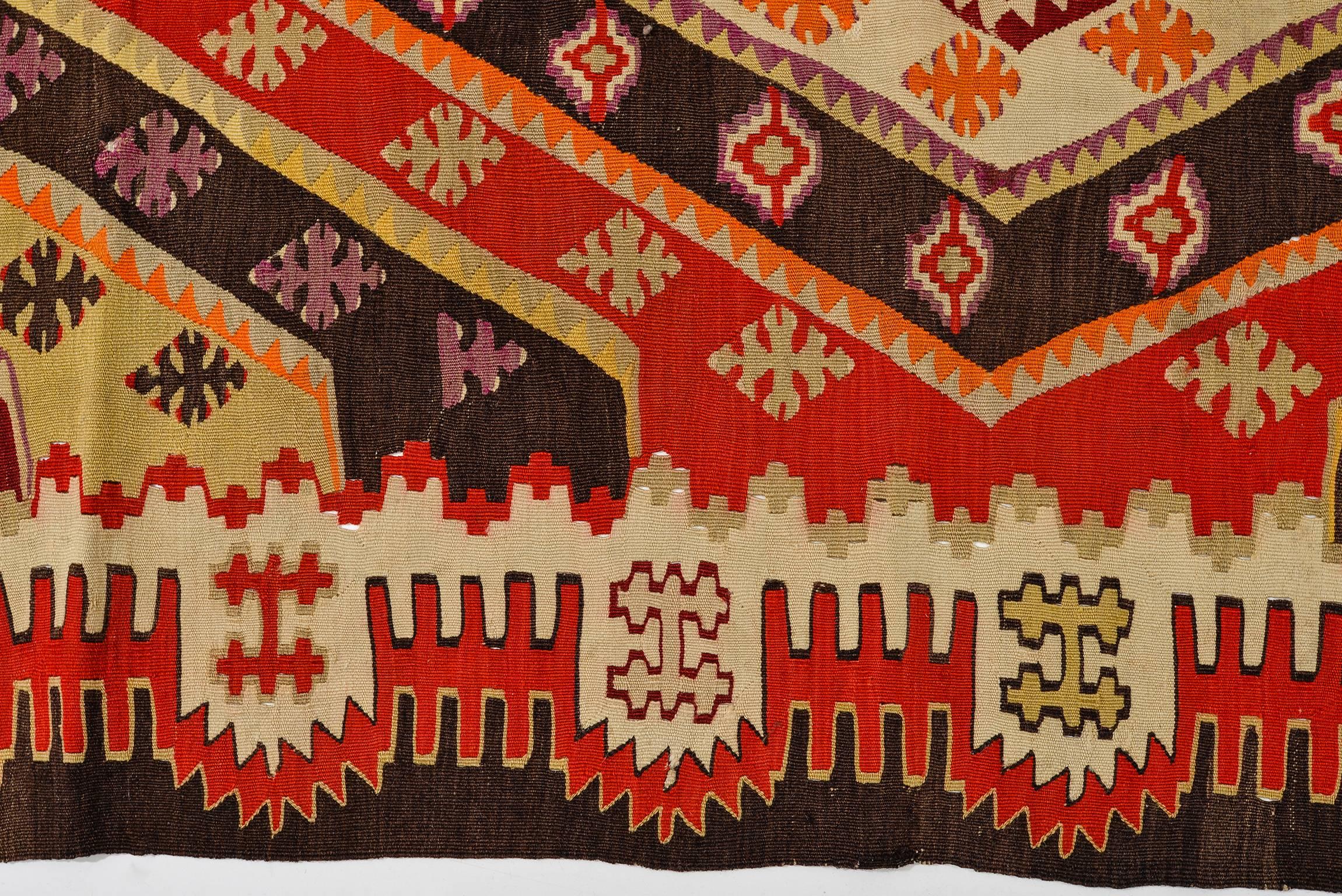 Turkish  Antique Kilim SIVAS Flatwave from Private Collection for Wall or Table For Sale