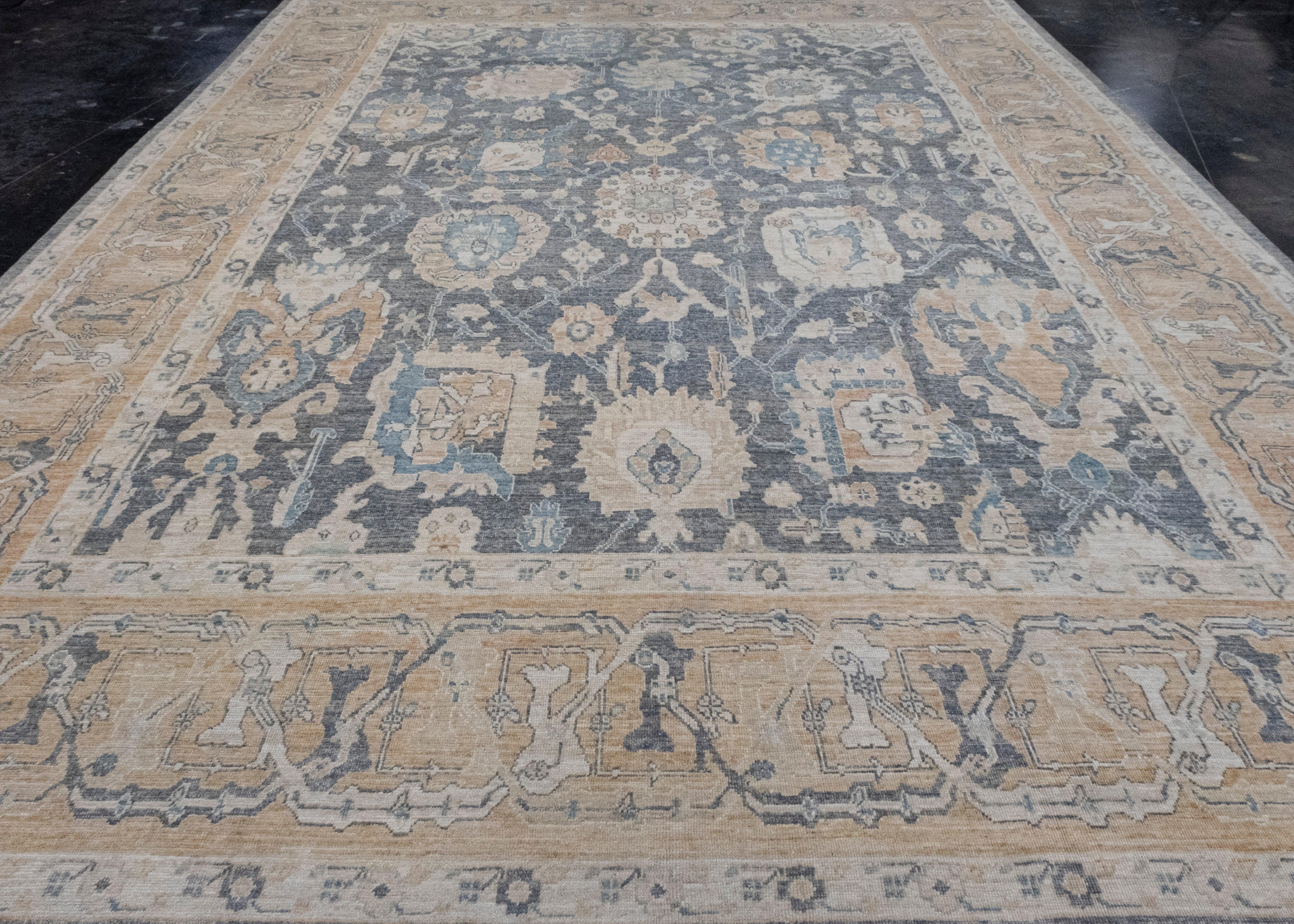 Turkish Antique Look Oushak Rug 11'6