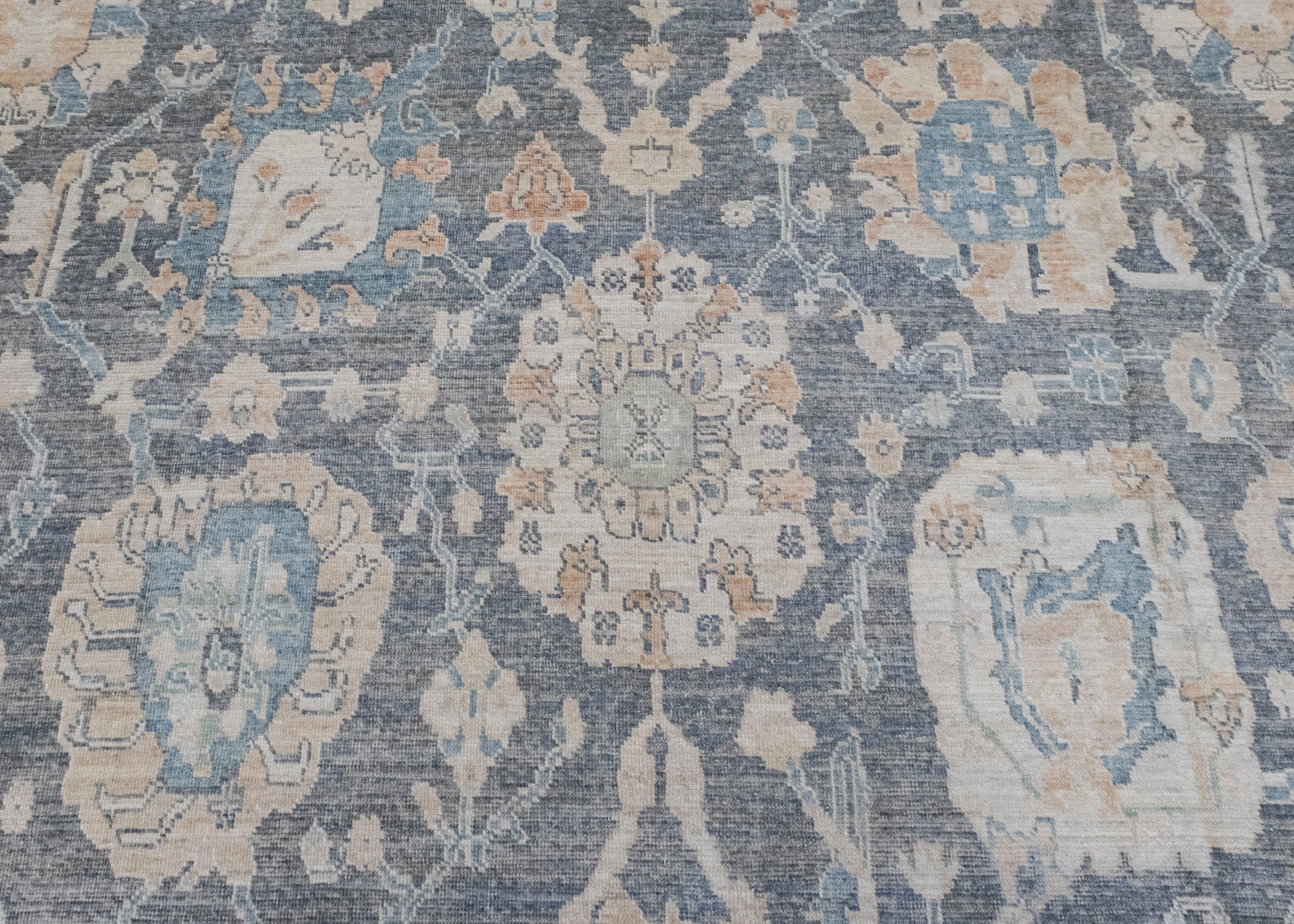 Wool Turkish Antique Look Oushak Rug 11'6