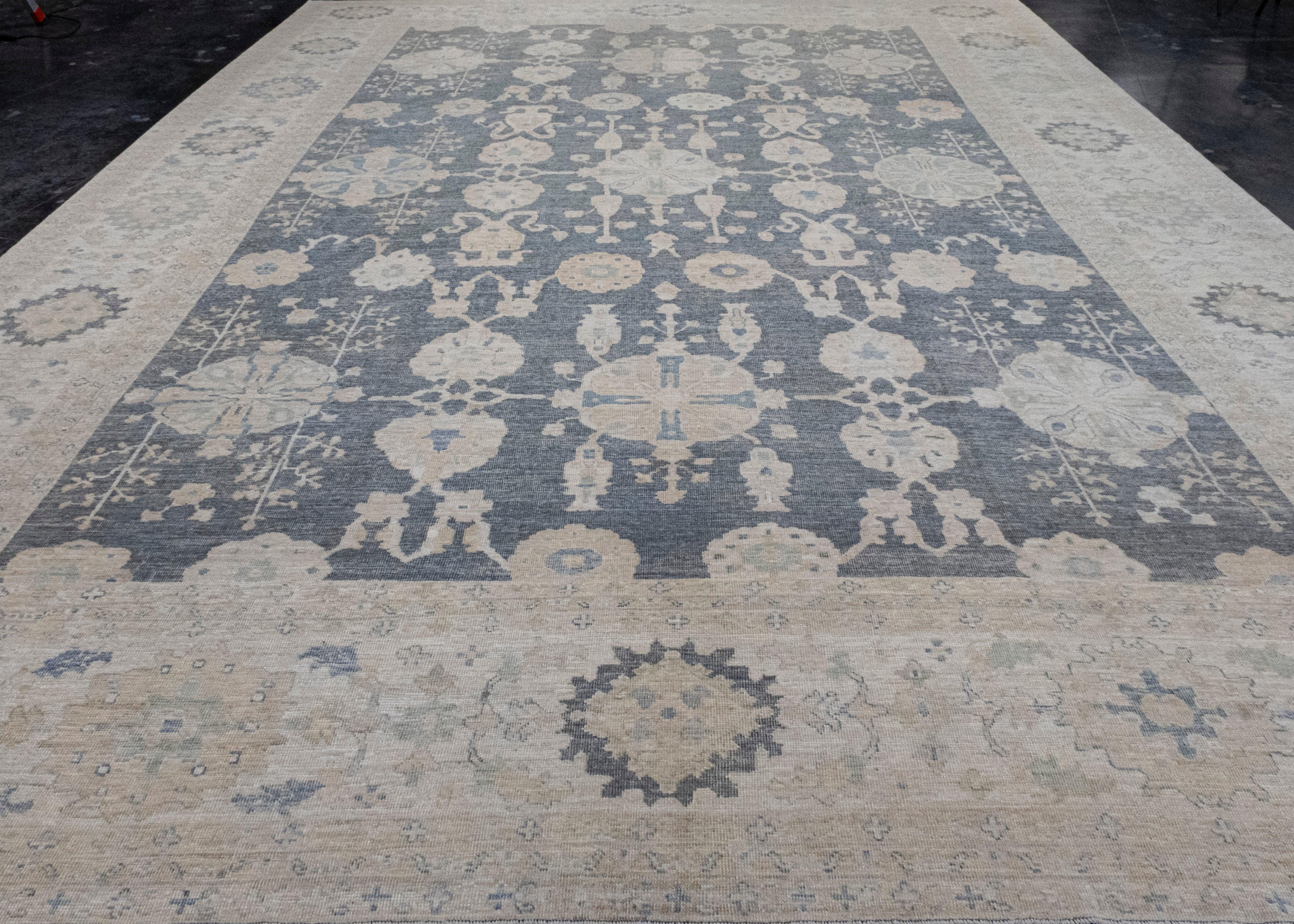 Turkish Antique Look Oushak Rug 12'11