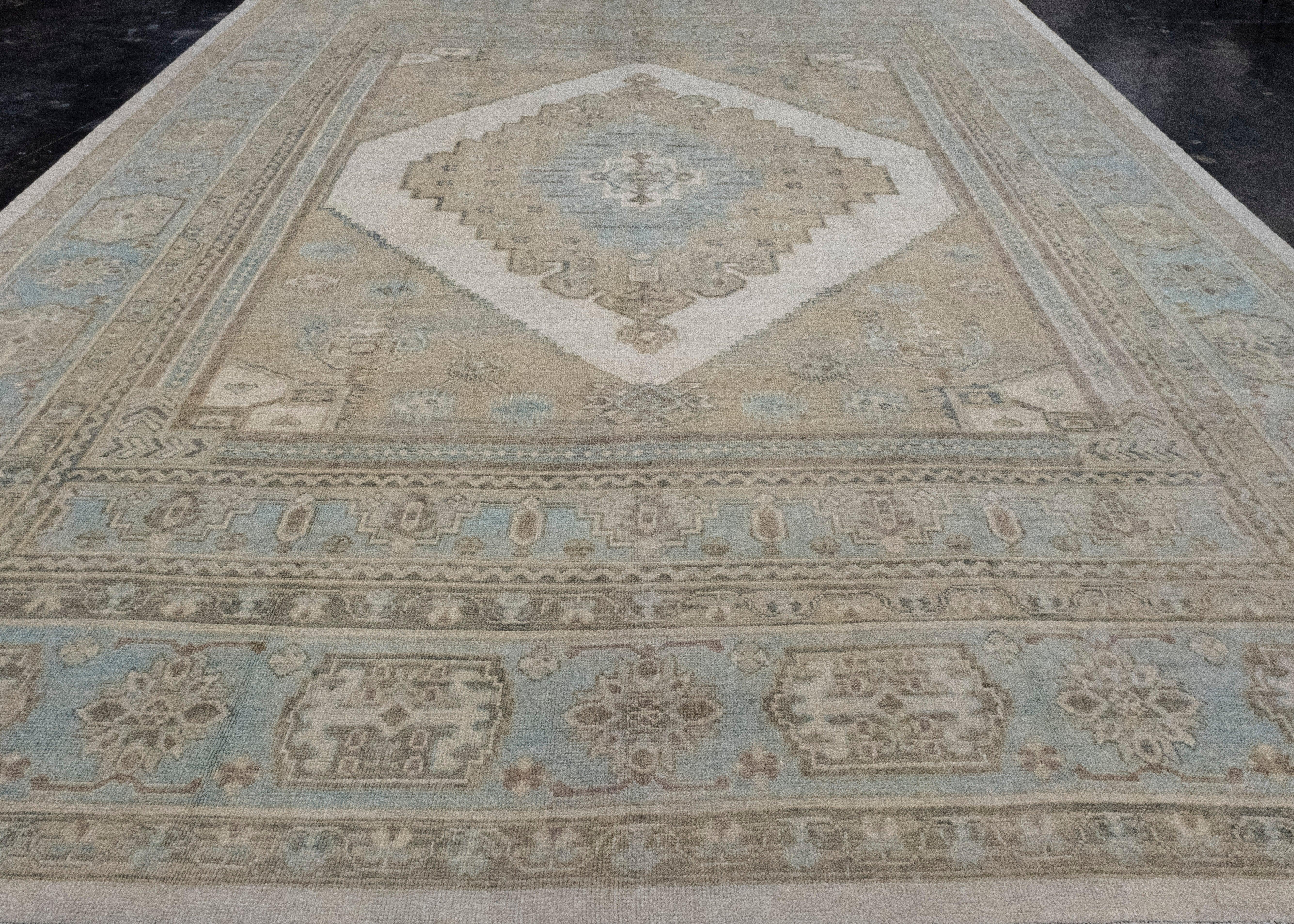 Alfombra turca de aspecto antiguo Oushak 12'4