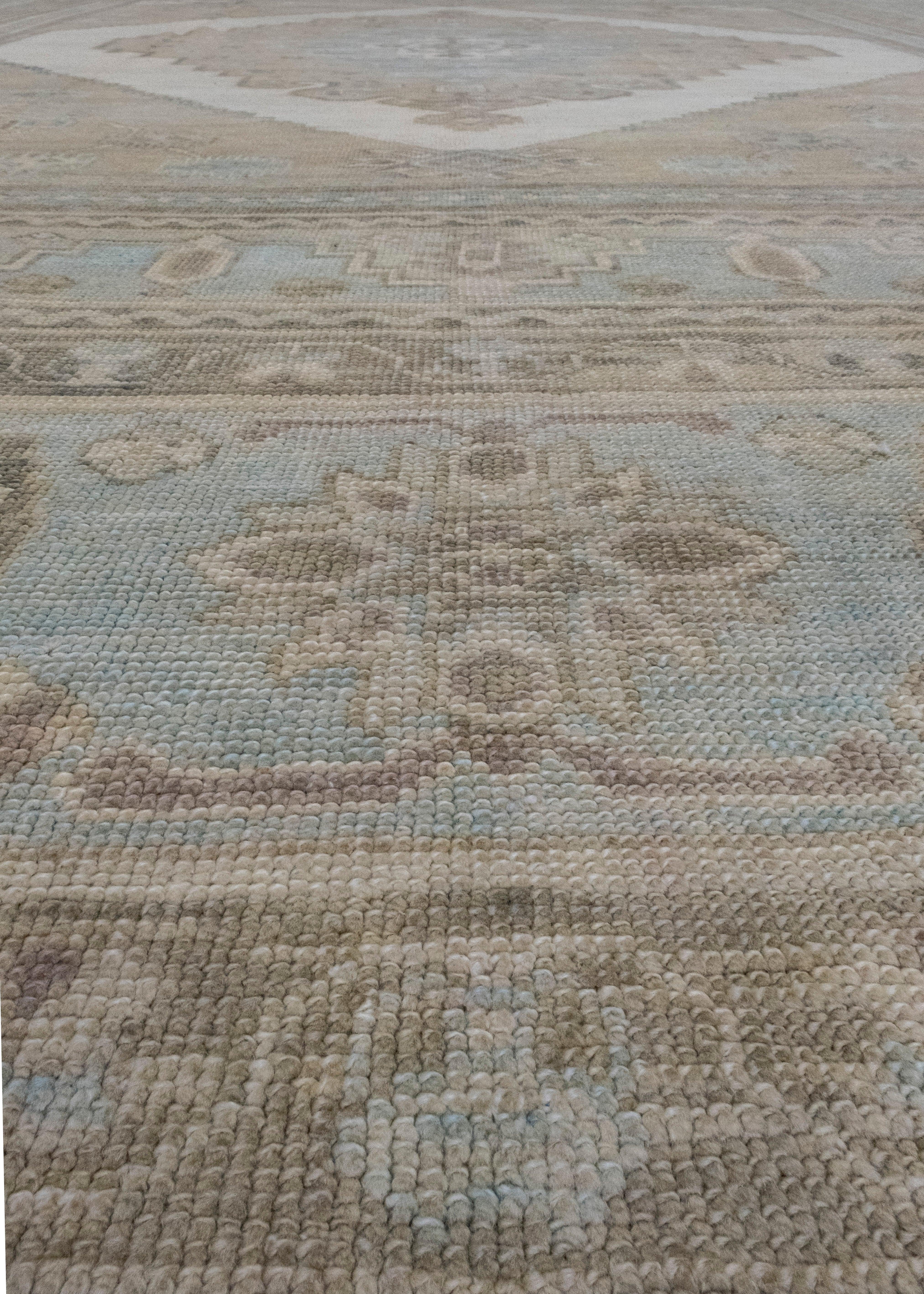 Alfombra turca de aspecto antiguo Oushak 12'4