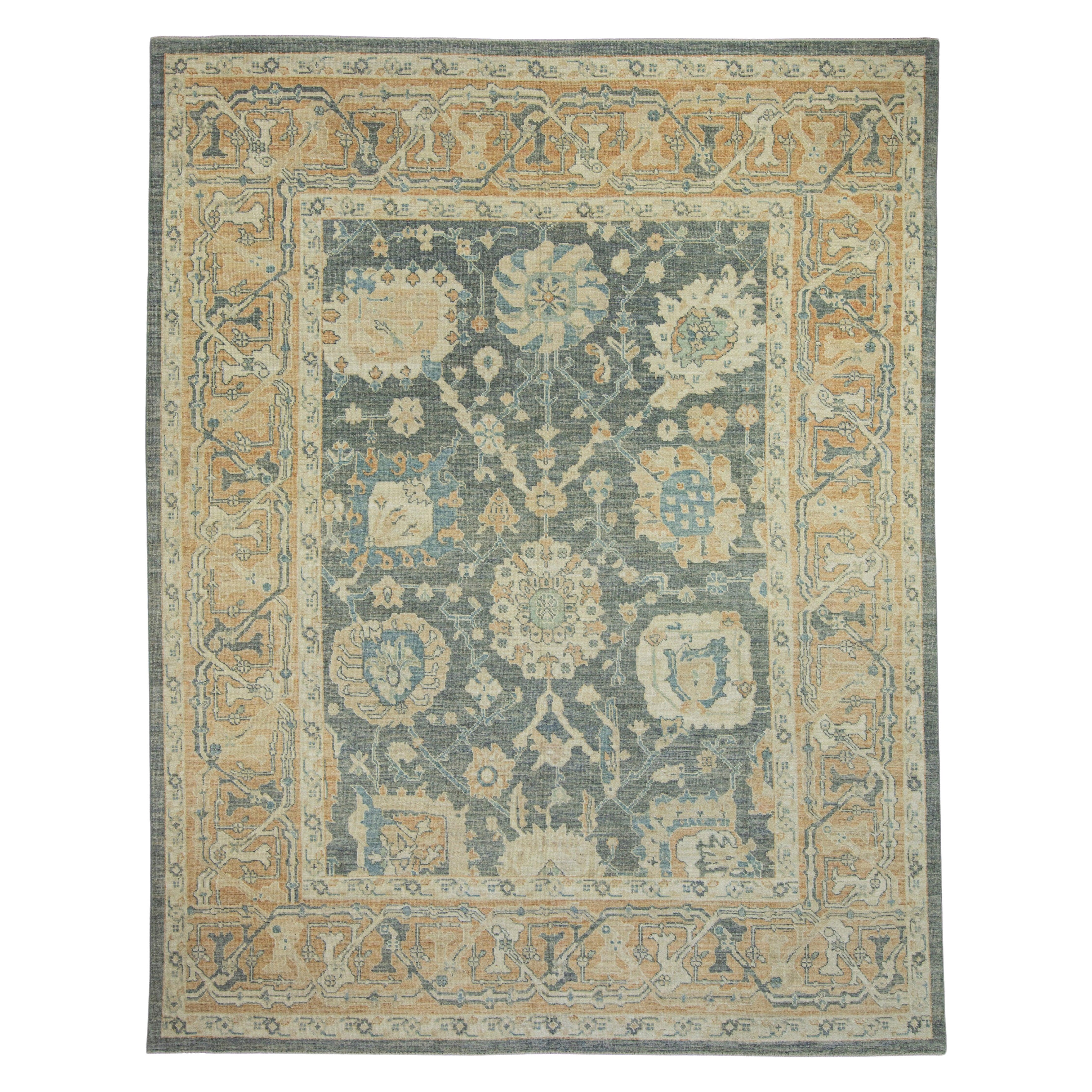 Türkischer antiker Oushak-Teppich im türkischen Look 8' x 10'3" #16033 im Angebot