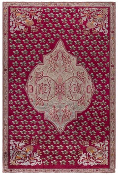 Turkish Antique Medallion Taupe Rug - c. 1880 Pomegranate Design