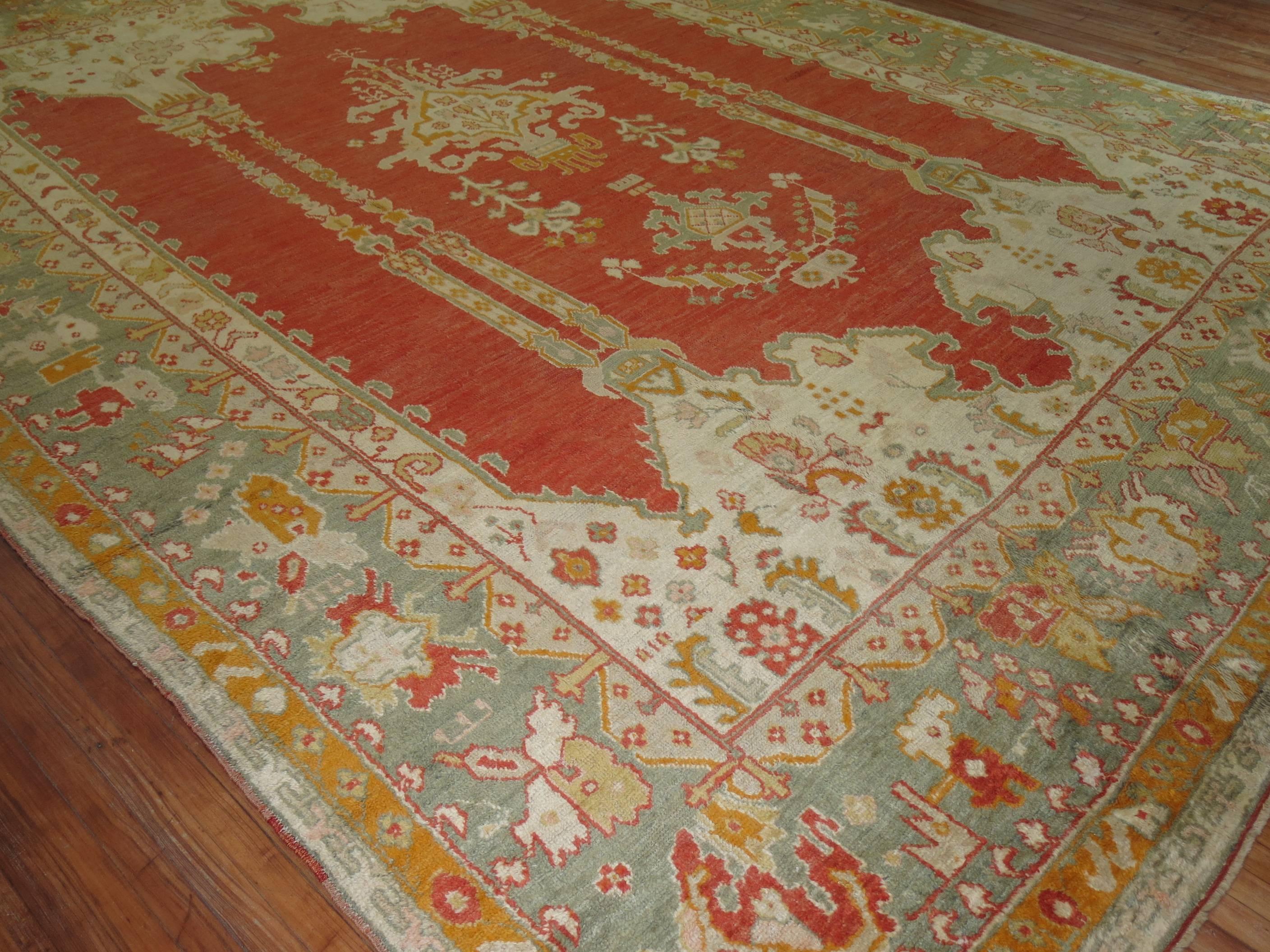 Turkish Antique Oushak Carpet For Sale 5