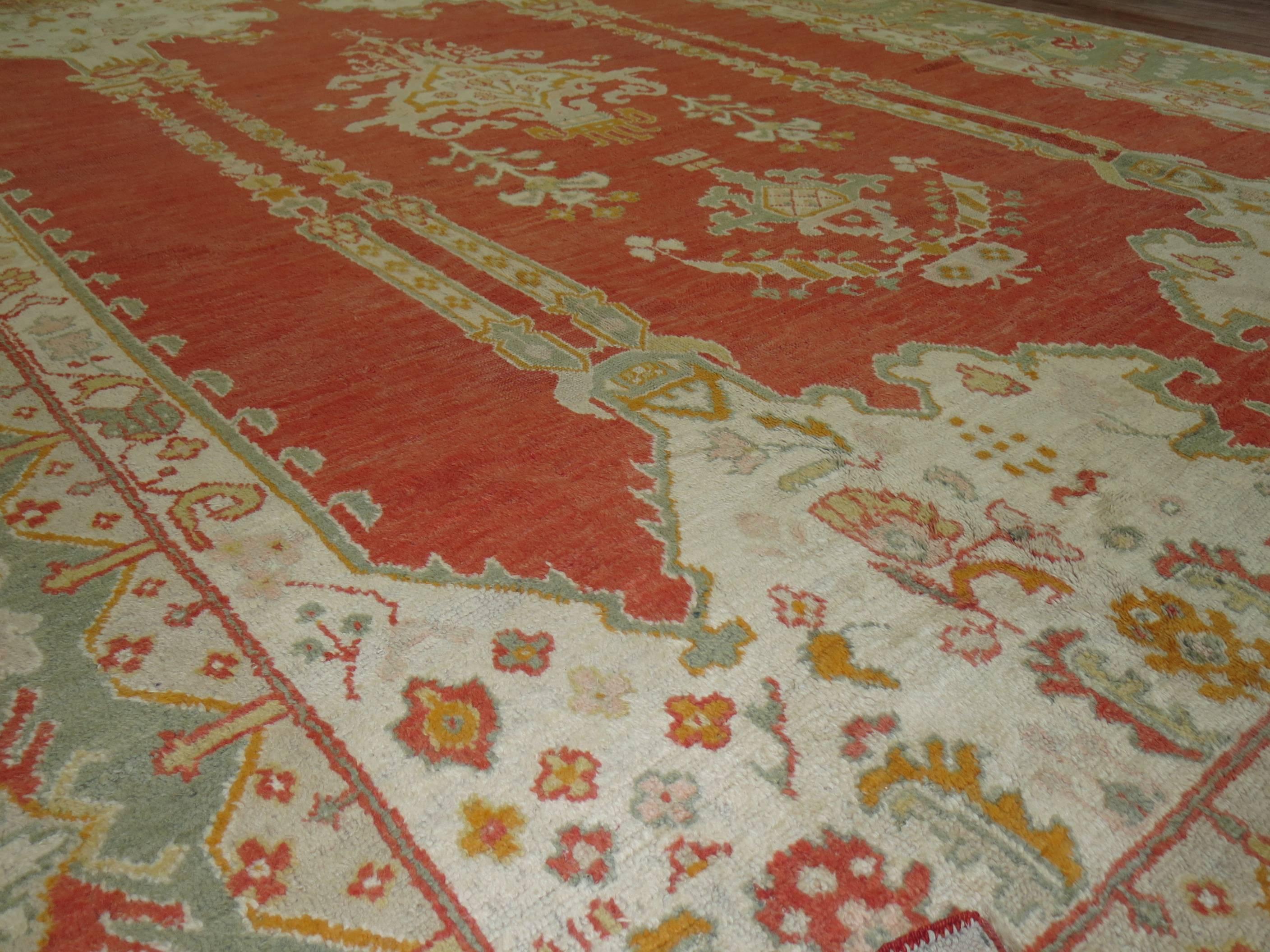 Turkish Antique Oushak Carpet For Sale 7