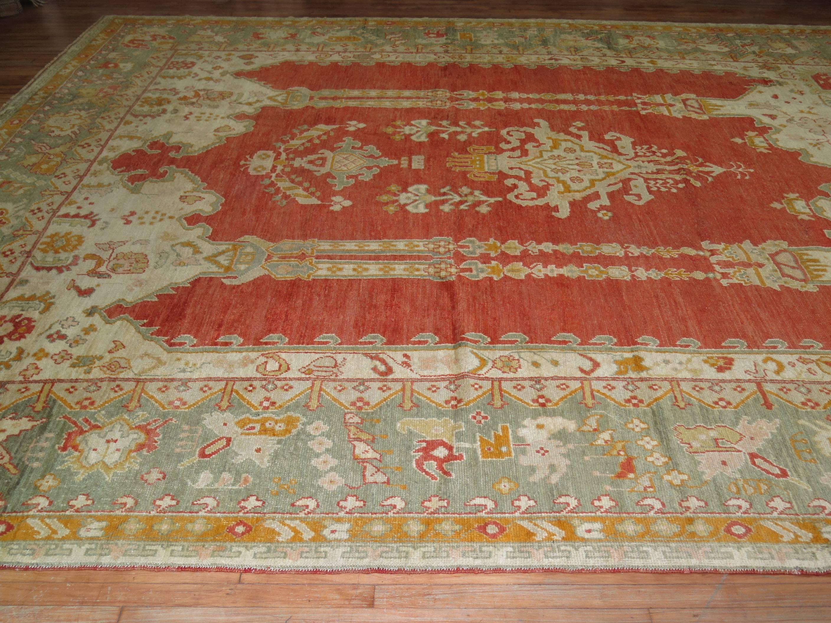 Zabihi Collection Turkish Antique Oushak Carpet For Sale 10
