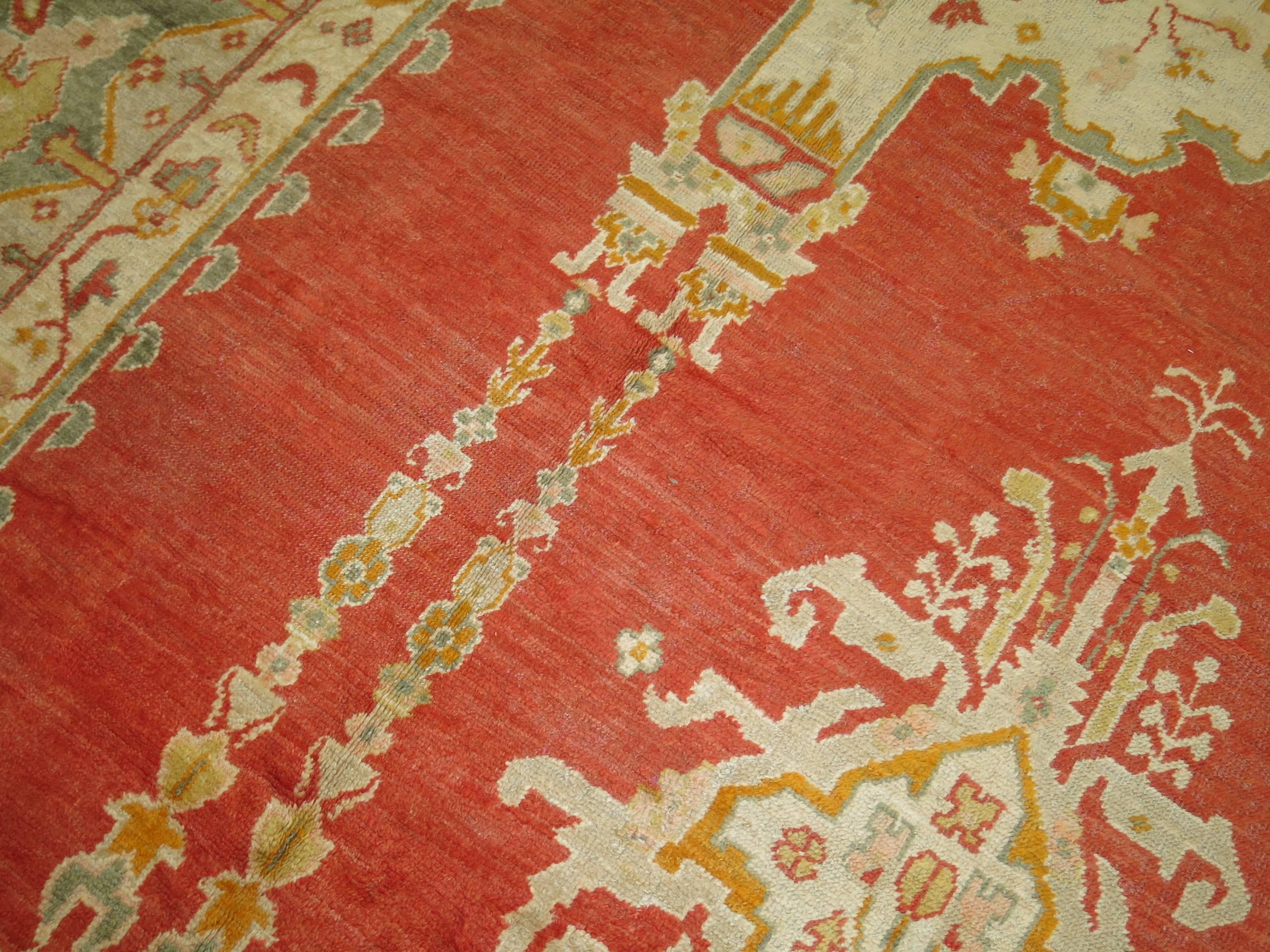 Turkish Antique Oushak Carpet For Sale 11