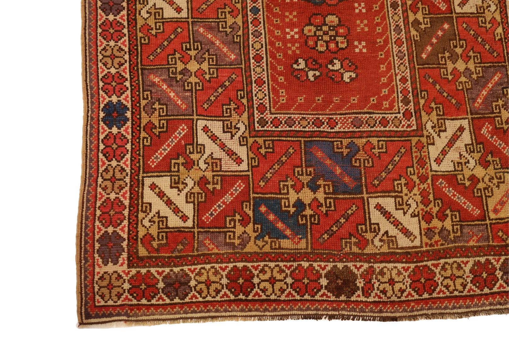 Alfombra Turca Antigua, Berenjena Rojo Marfil - 4 x 6 Anudado a mano en venta