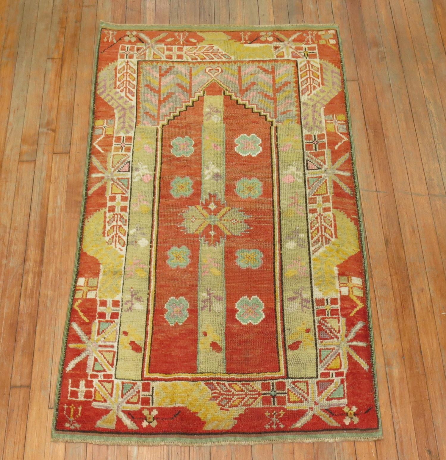 Hand-Woven Turkish Antique Scatter Rug