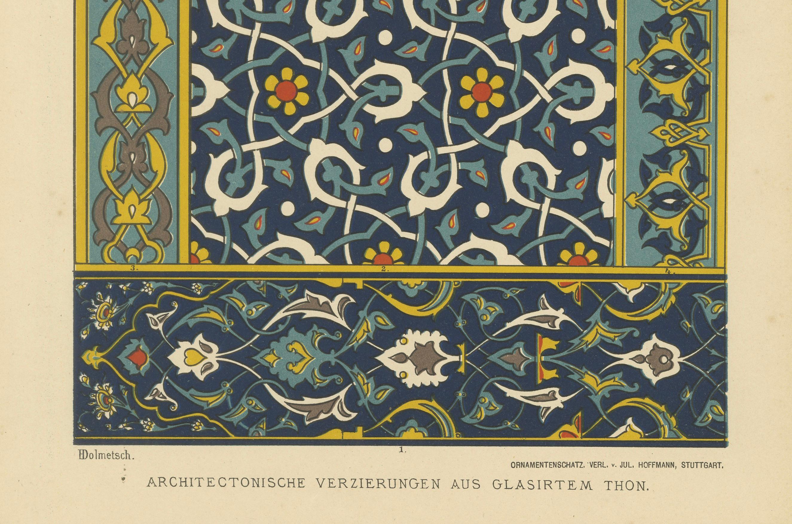 Late 19th Century Turkish Architectural Ornamentation in Glazed Ceramics from Ornamentenschatz For Sale