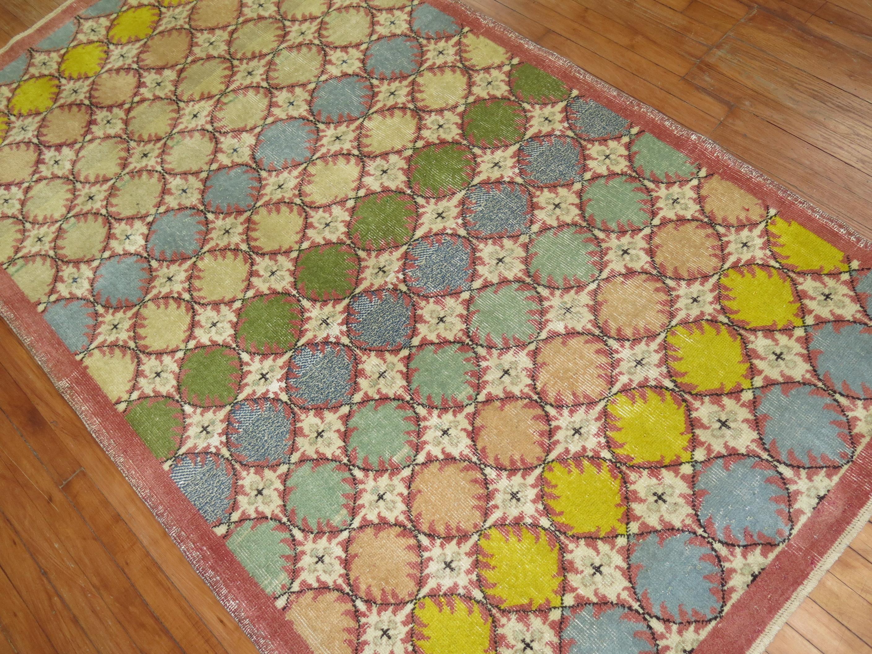 Wool Turkish Art Deco Inspired Rug