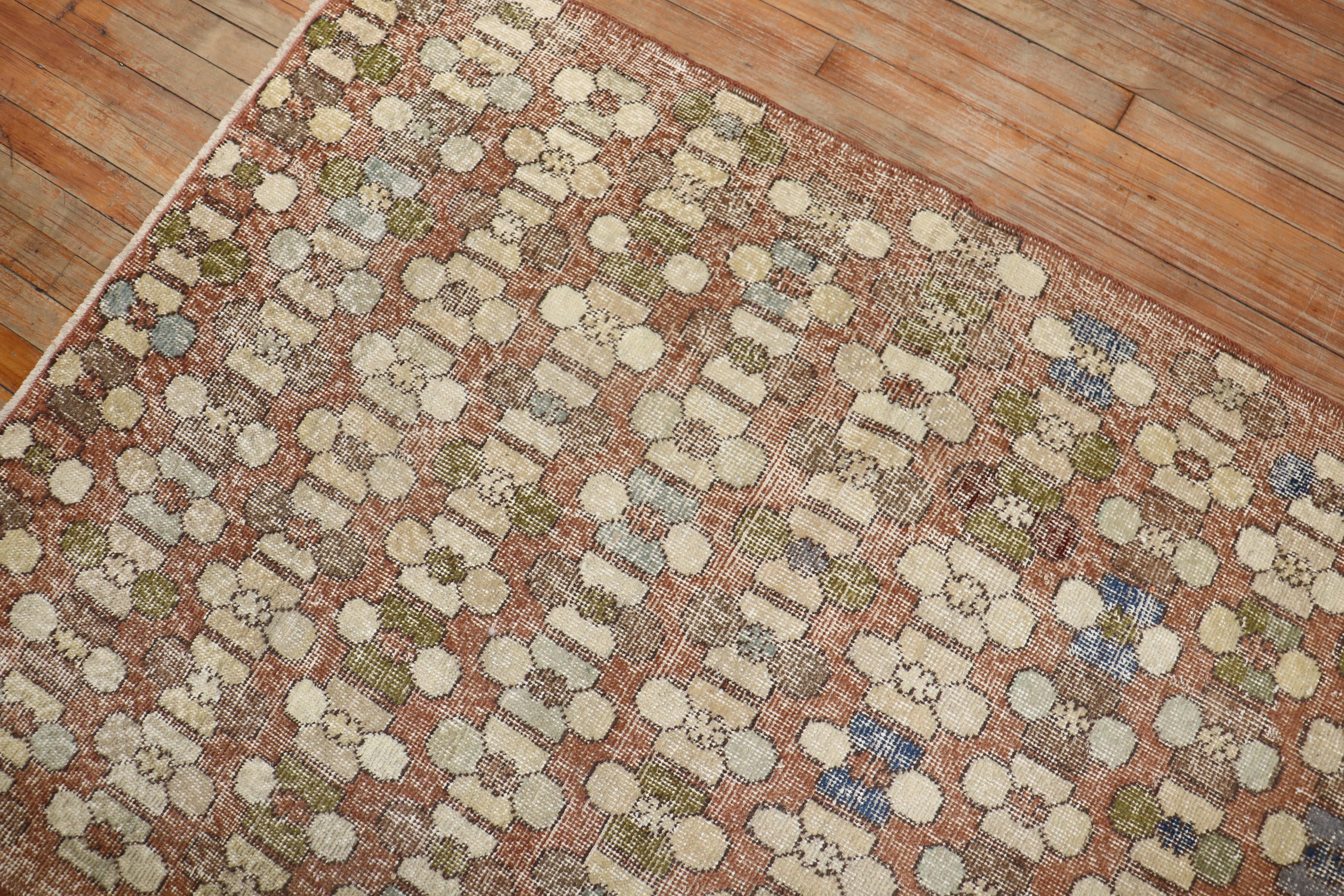 Hand-Knotted Turkish Art Deco Runner For Sale