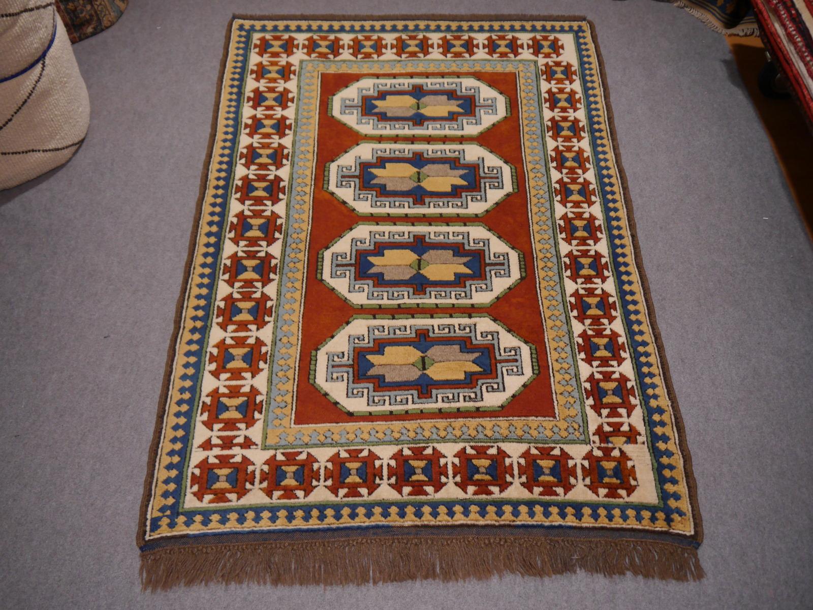 Turkish Azeri Rug Vintage with Kazak Caucasian Design Djoharian Collection For Sale 4