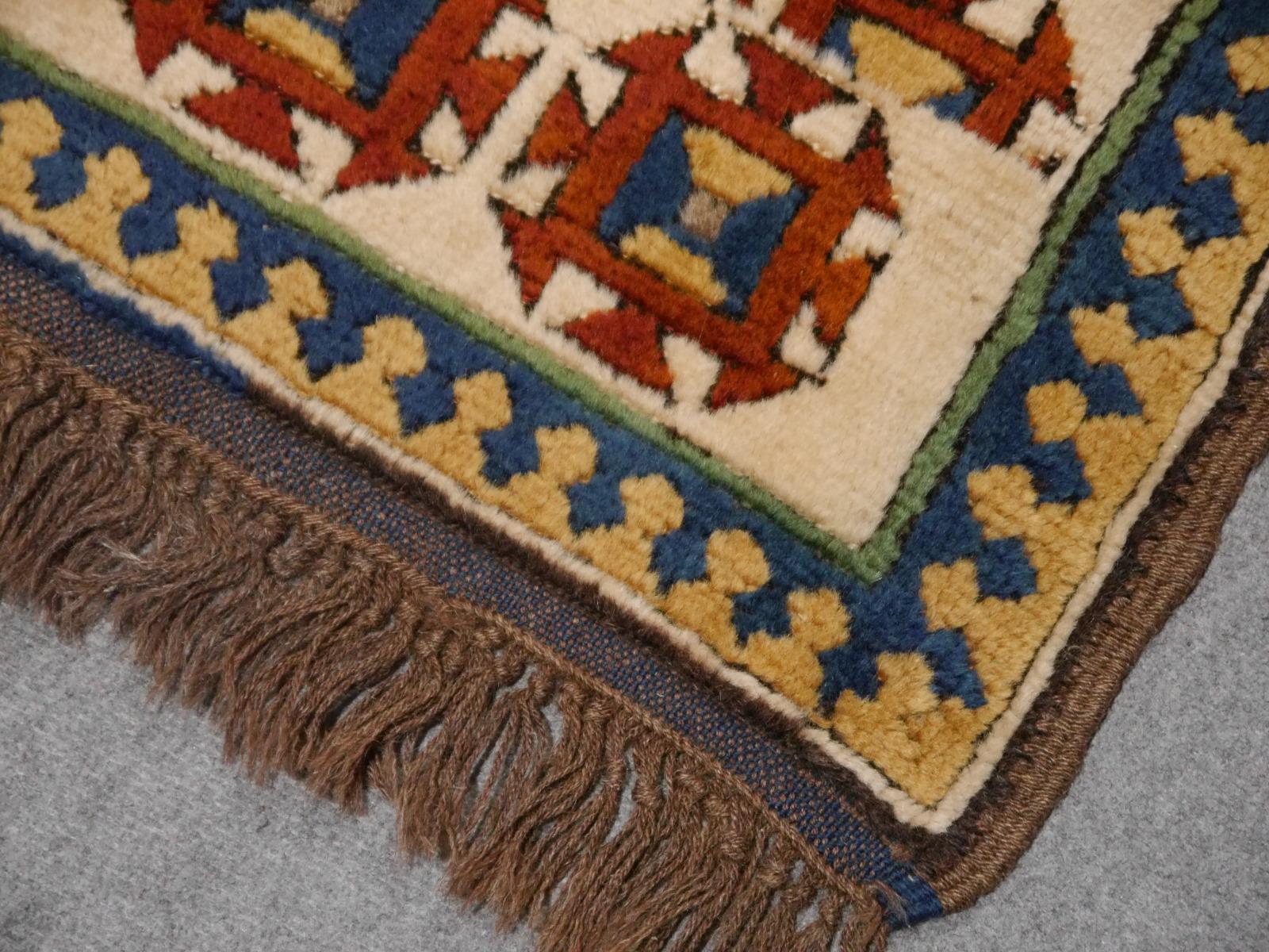 Wool Turkish Azeri Rug Vintage with Kazak Caucasian Design Djoharian Collection For Sale