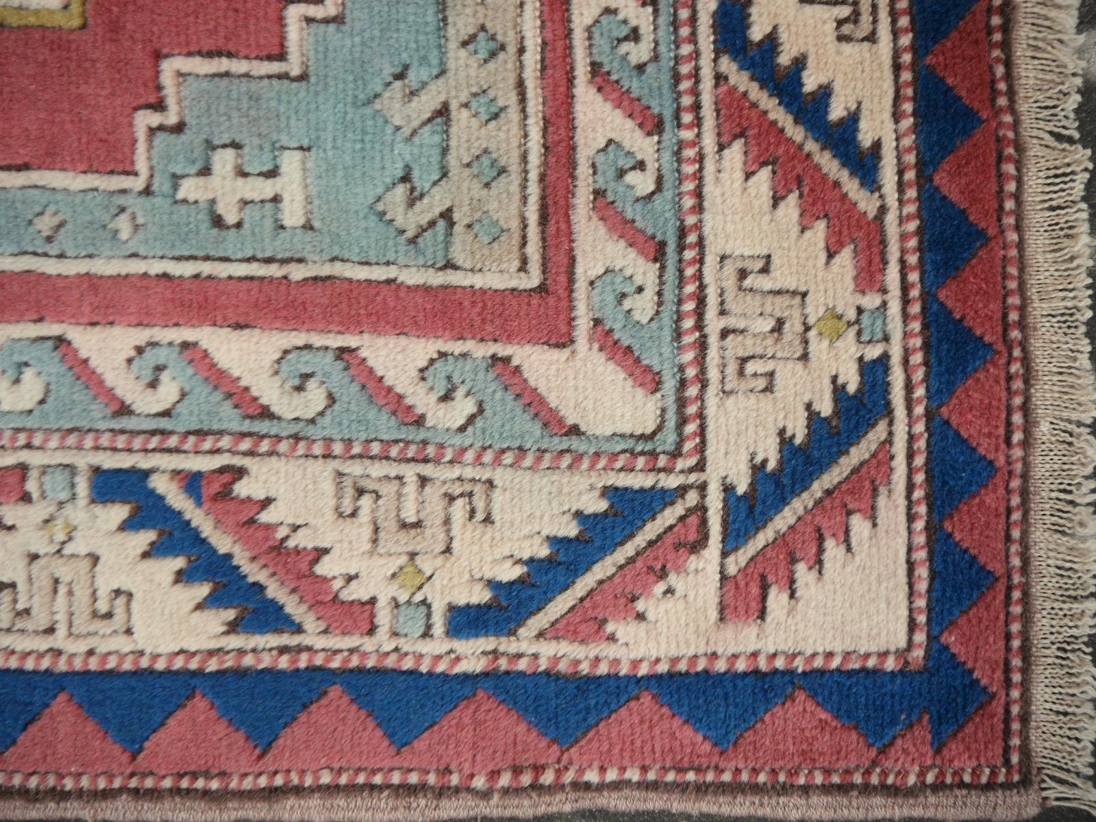 Turkish Azeri Rug Vintage with Kazak Caucasian Design Djoharian Collection For Sale 2