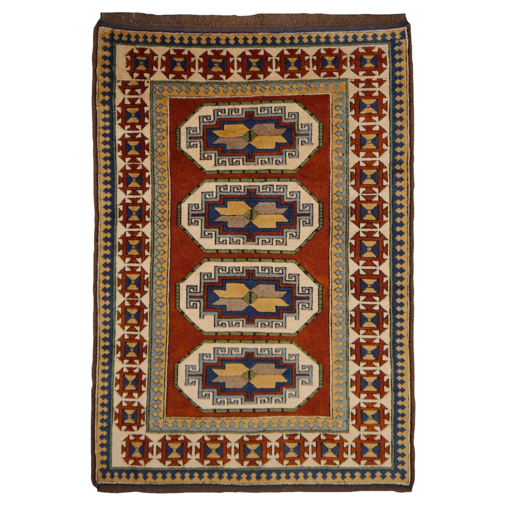 Turkish Azeri Rug Vintage with Kazak Caucasian Design Djoharian Collection