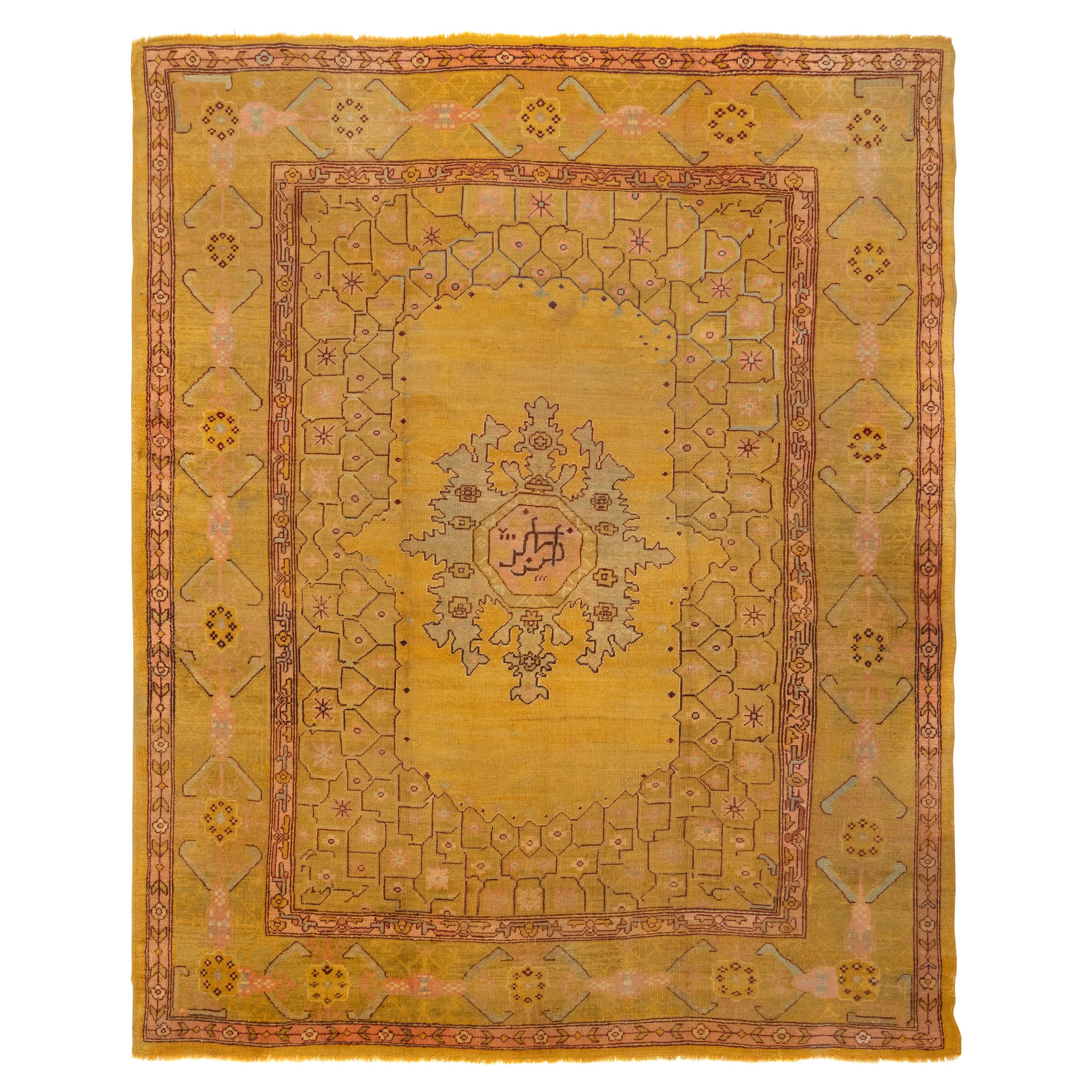 Turkish Beaulieu Oushak Rug Antique, circa 1880s For Sale