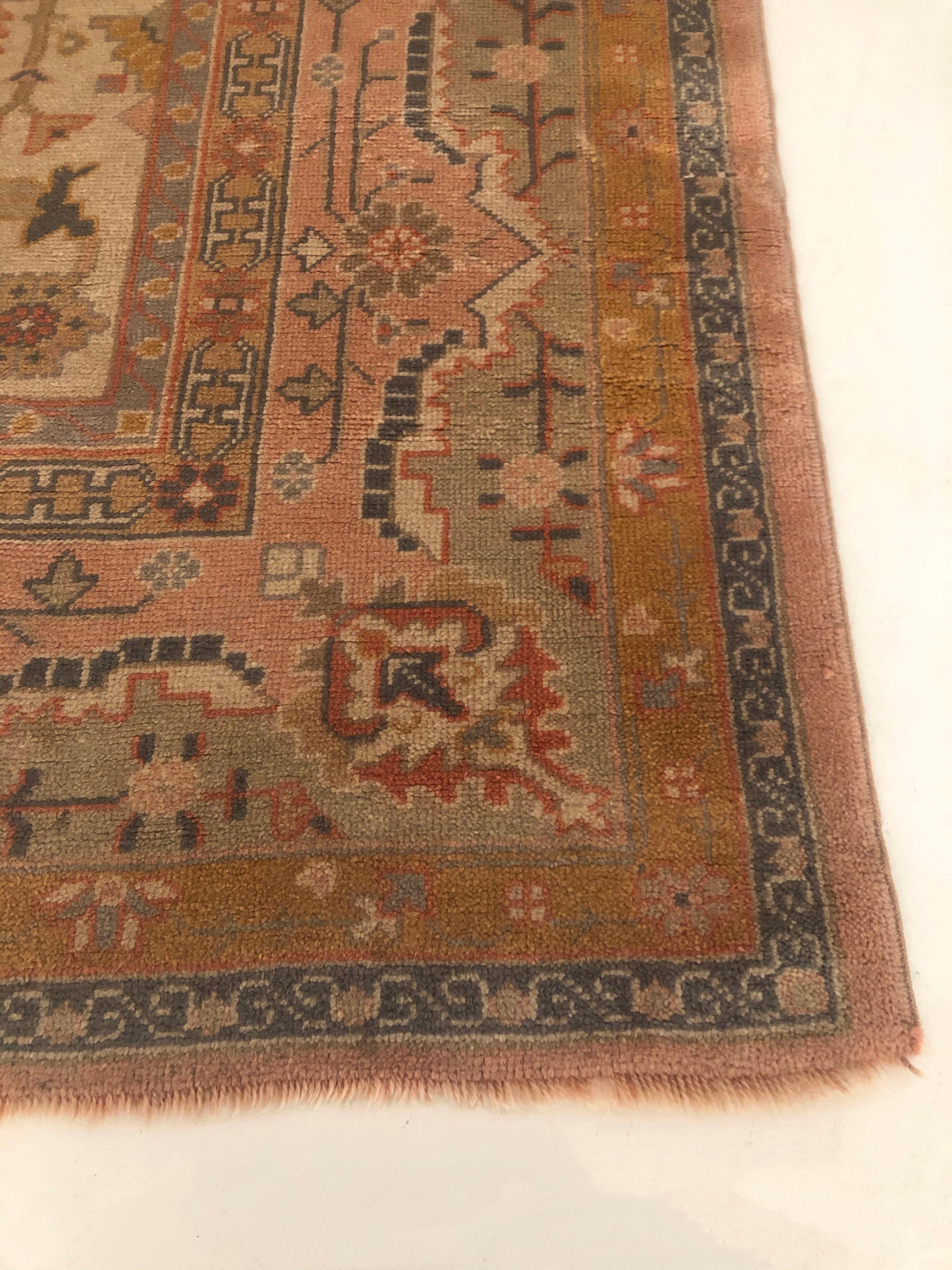 19th Century Turkish Beaulieu Oushak Rug Antique, c. 1890s For Sale