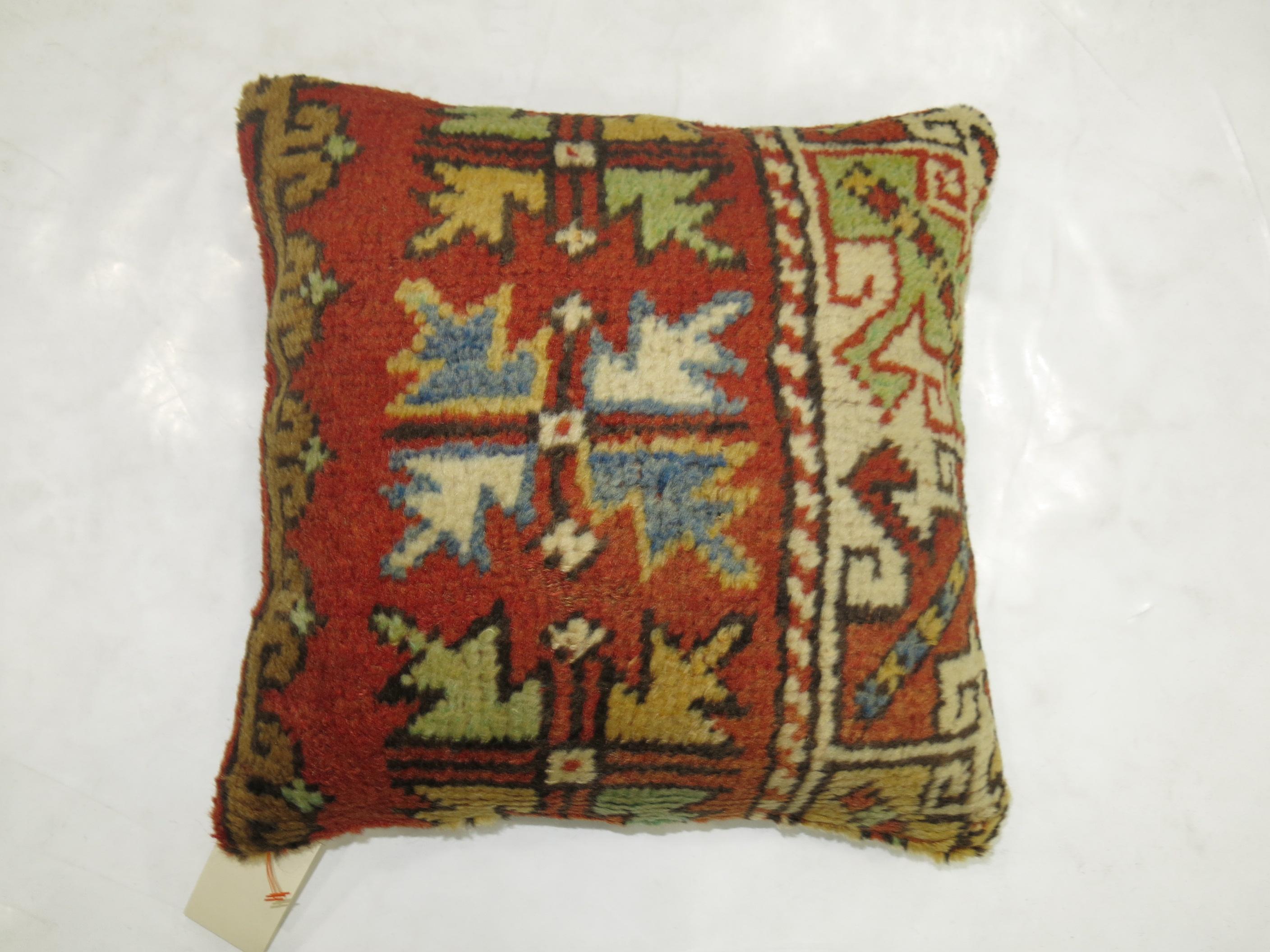 Turkish Bergama Rug Pillow In Excellent Condition In New York, NY