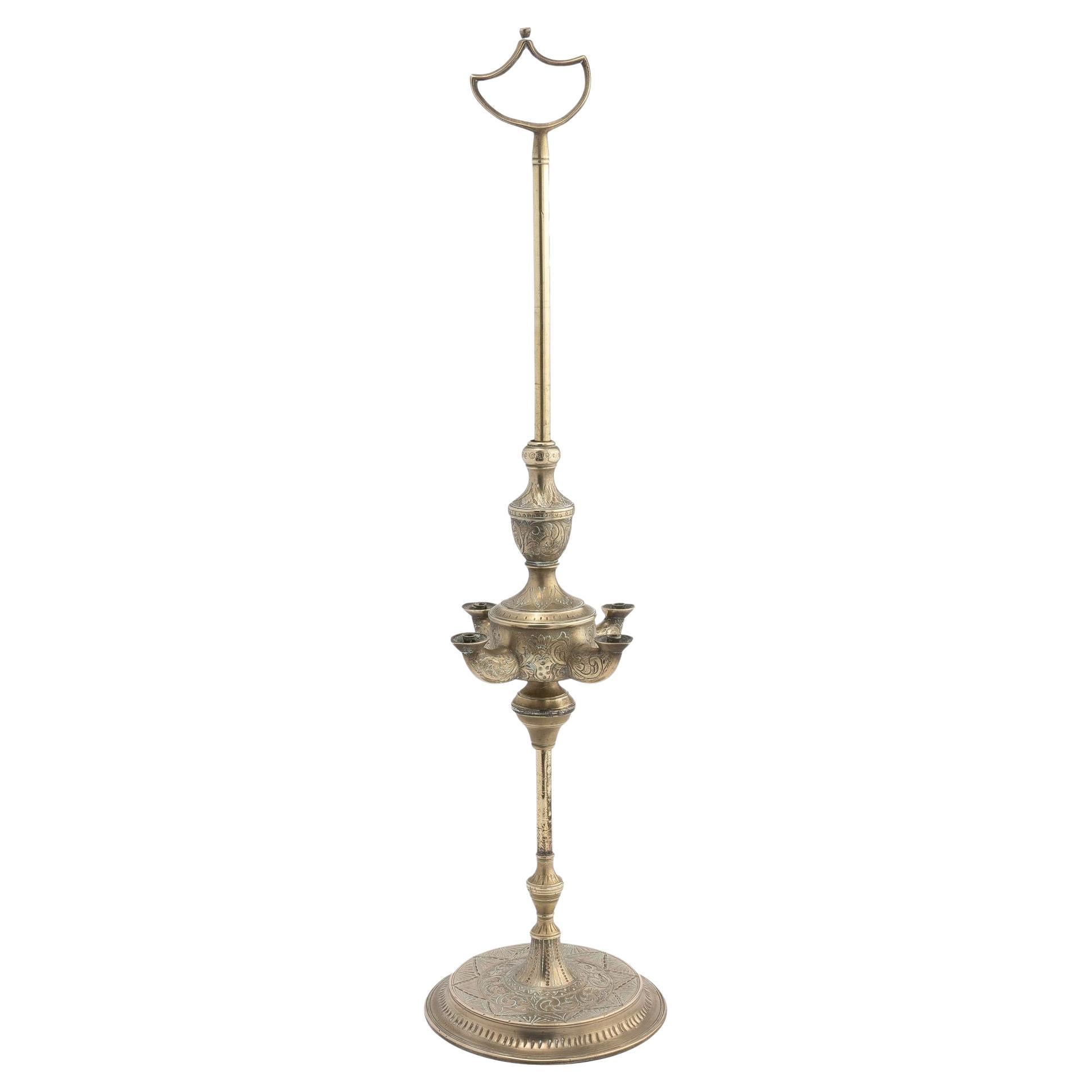 Turkish cast brass Lucerne oil lamp, c. 1890