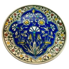 Vintage Turkish Iznik Style Polychrome Floral Ceramic Wall Plate, 1950s