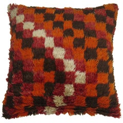 Turkish Checker Shag Rug Pillow