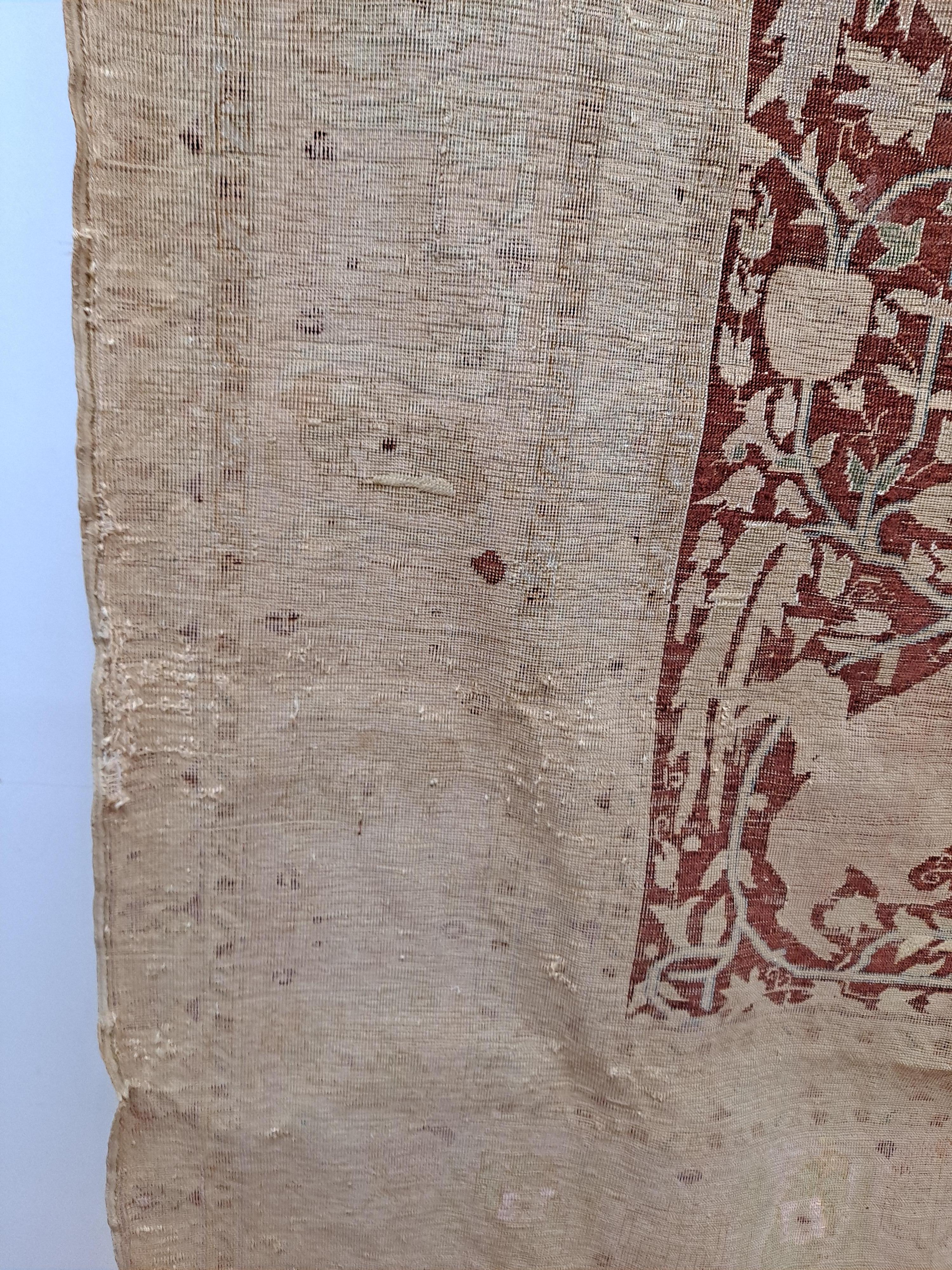 Turkish crimson silk Kayseri rug with vaq-vaq pattern

54.5 x 71.5