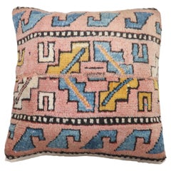 Vintage Turkish Deco Border Rug Pillow