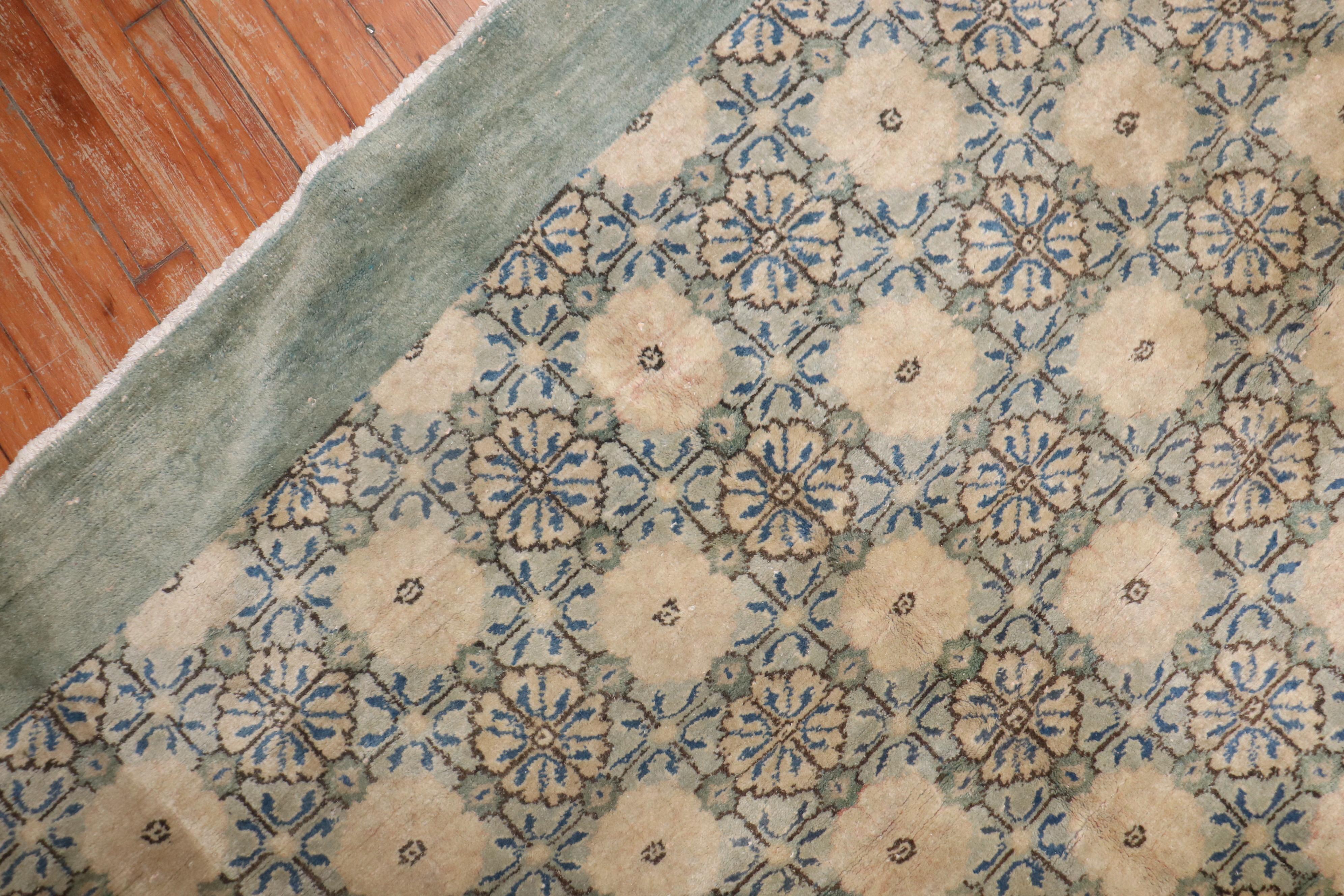 Wool Zabihi Collection Mid Century Turkish Deco Rug For Sale