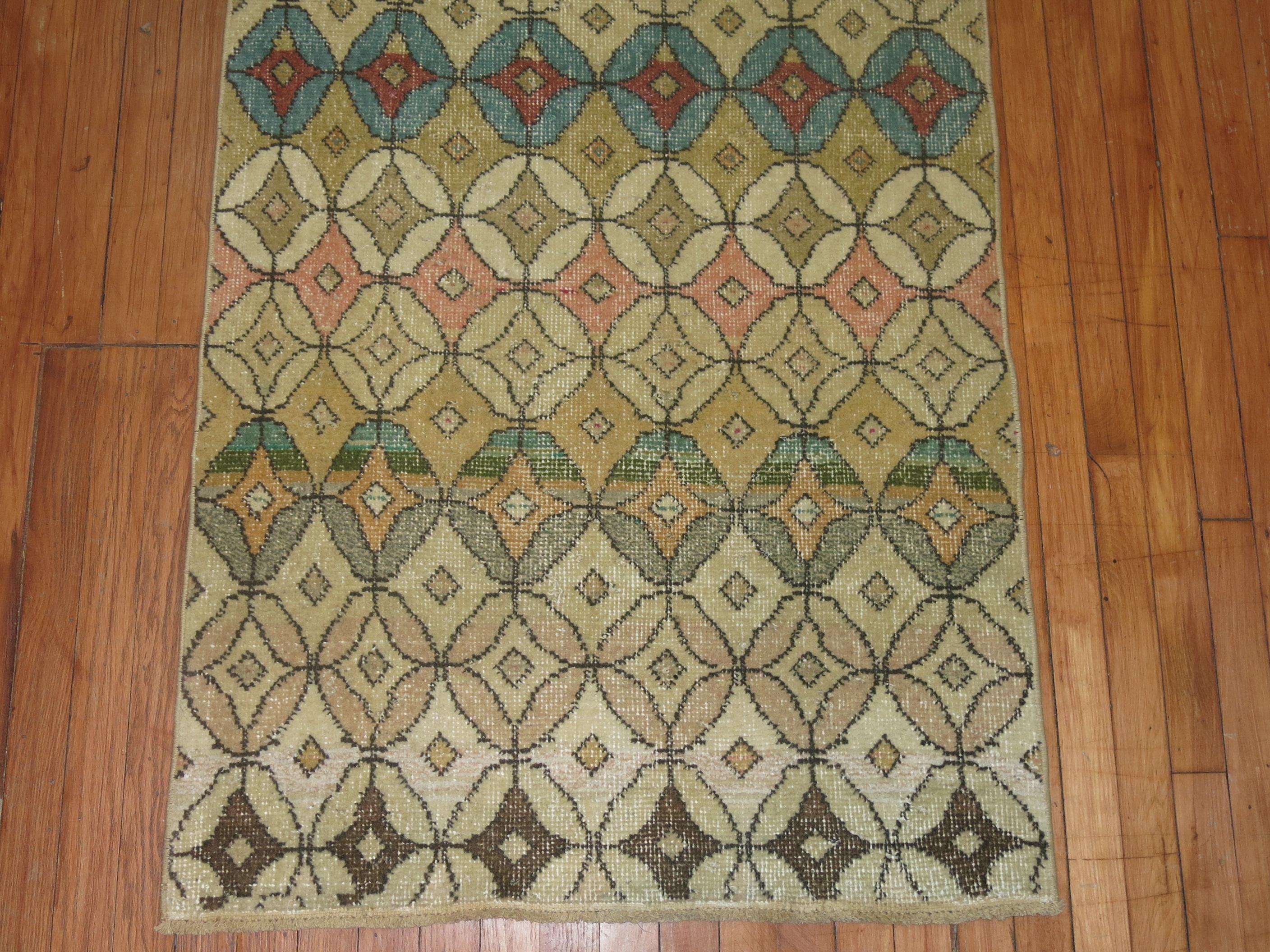 Colorful vintage one of a kind narrow Turkish Anatolian runner.