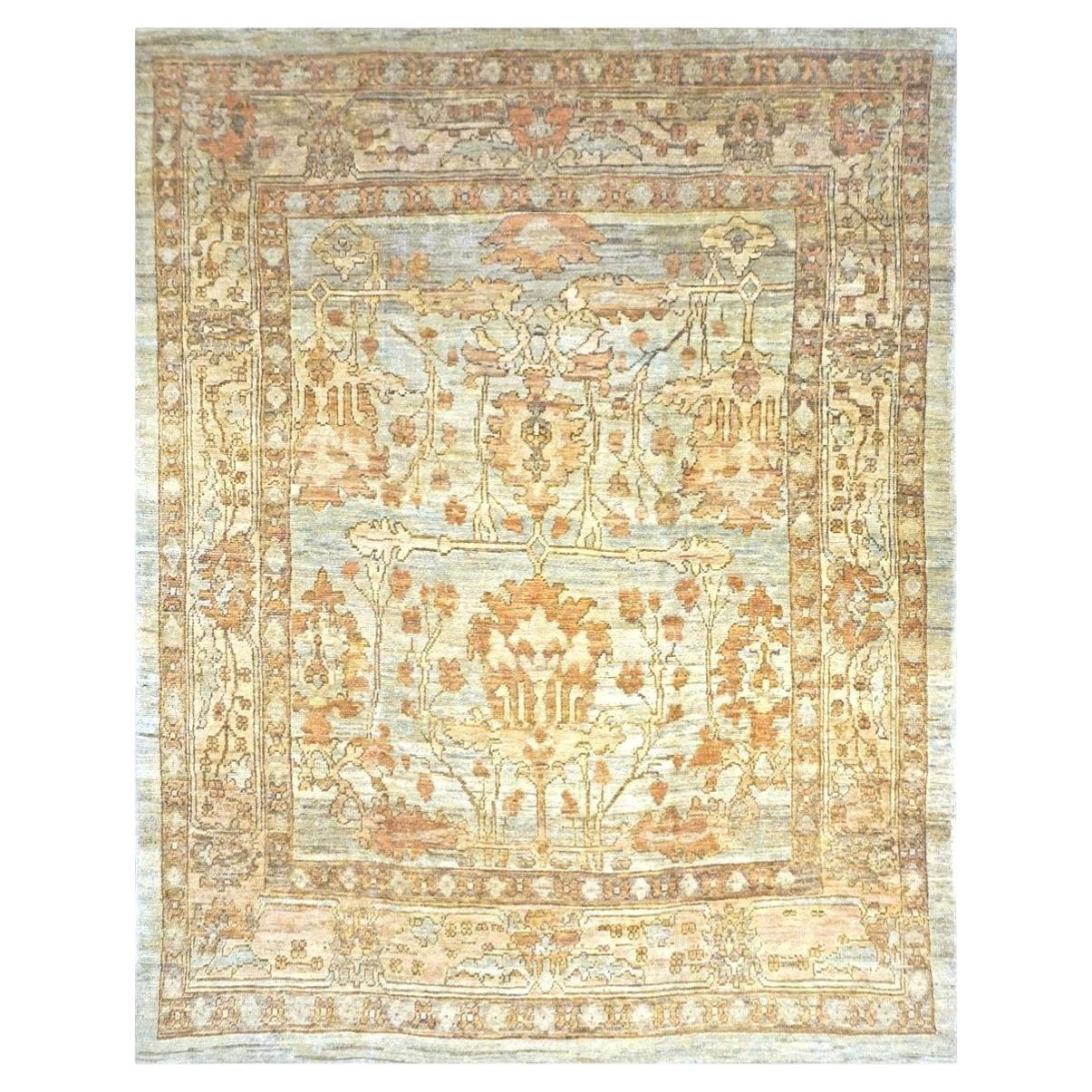 Tapis en laine turque Donegal 10X13 Tan, Blue & Rust Fait à la main