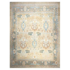 Turkish Donegal Wool 11X15 Tan and Blue Handmade Area Rug