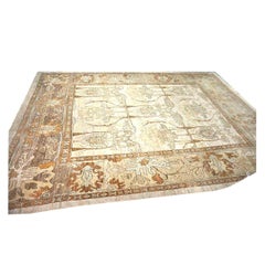 Turkish Donegal Wool & Hemp 13x18 Ivory, Tan & Rust Handmade Oversized Area Rug