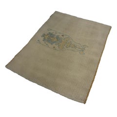 Türkischer Donegal Wolle & Hanf 3x4 Tan & Light Blue Handgefertigter Vorleger