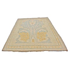 Tappeto Turco Donegal in Lana e Canapa 3x4 Tan e Azzurro fatto a mano